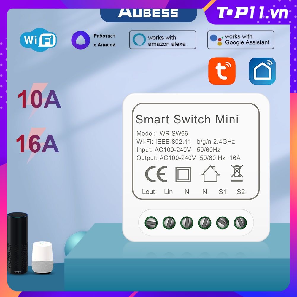 Tuya Không Dây Công Tắc Thông Minh Kèm Ứng Dụng Hỗ Trợ Thoại Thời Gian MINI WiFi 16A Mô Đun Điều Khiển