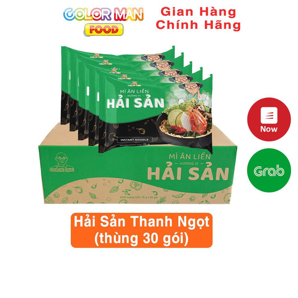 Thùng mì gói Color Man 30 gói mix 3 loại 10 gói Hải Sản - 10 gói Chua Cay sản xuất từ 100% khoai tây - 10 gói Mì chay | BigBuy360 - bigbuy360.vn