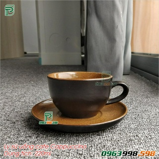 [Ảnh thật] Ly tách sứ uống cafe Cappuccino men gốm Bát Tràng phong cách xuất Nhật
