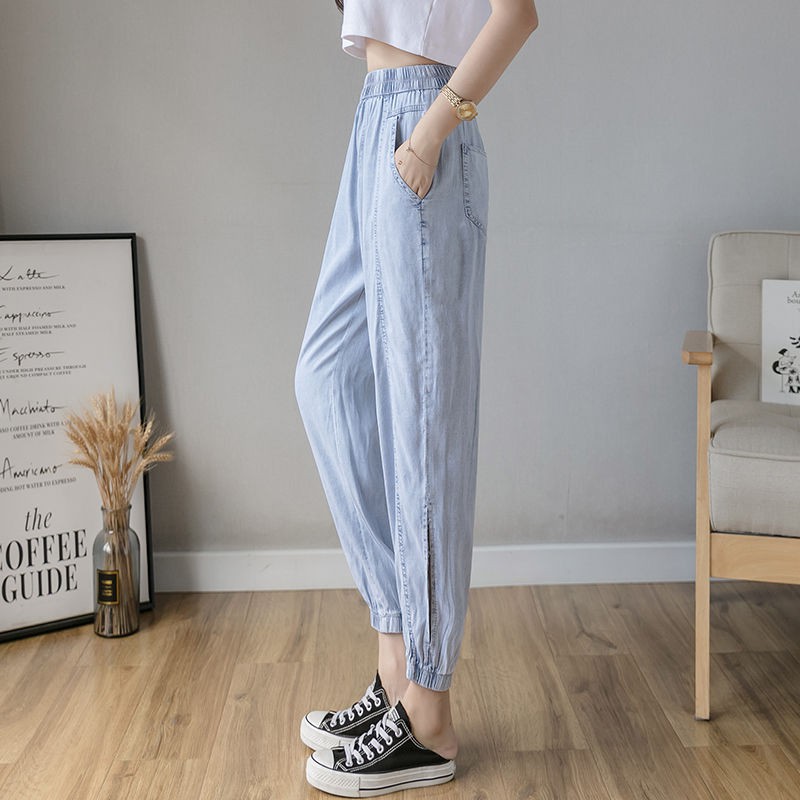 Quần Jean Dài Mỏng Lưng Cao Co Giãn Tốt Thời Trang Mùa Hè Cho Nữ | BigBuy360 - bigbuy360.vn