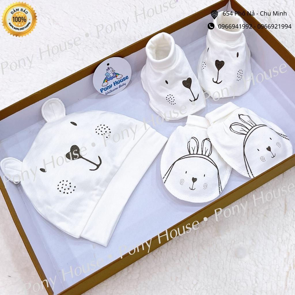 Set Bao Tay, Bao Chân, Mũ Moon Petit - Phụ Kiện Mũ, Bao Tay Bao Chân Cho Bé Trai Bé Gái Sơ Sinh Chất Petit  Siêu Mềm Mịn