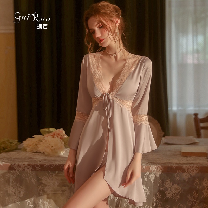 Váy Ngủ Lụa Tay Xoè Quyến Rũ Xẻ Tà Gợi Cảm  1713 [CWEAR.SEXY_ĐỒ NGỦ &amp; NỘI Y CAO CẤP]