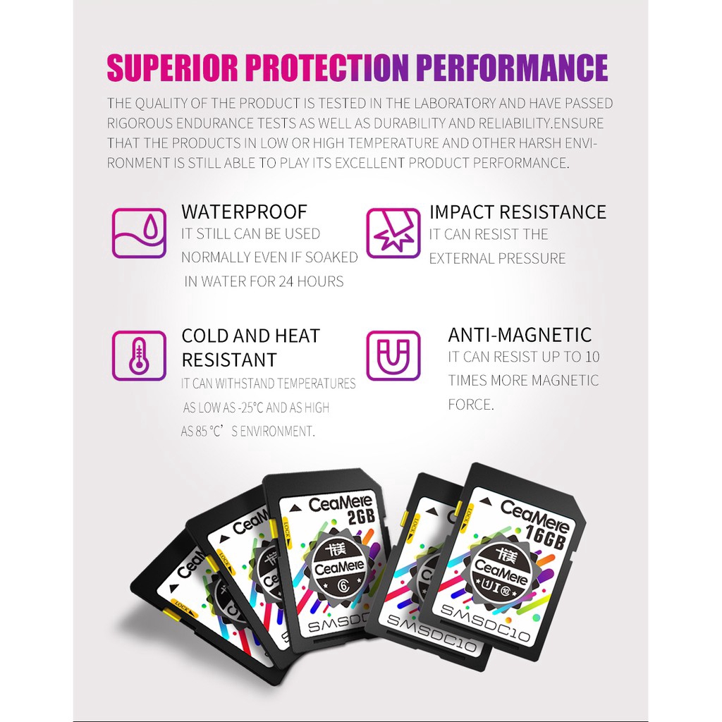 Thẻ nhớ CeaMere SD chính hãng 128GB 64GB 32GB 16GB 8GB 2GB XC HC chuyên dụng cho máy ảnh