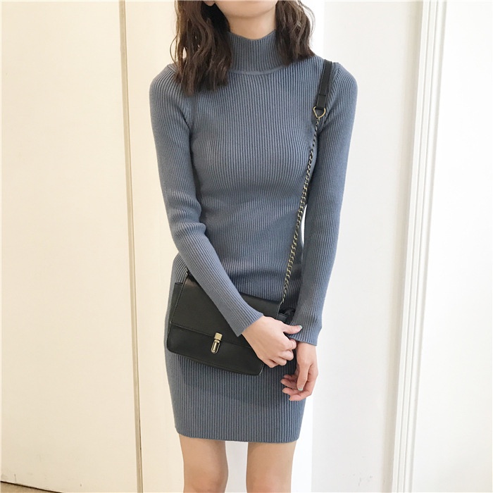 Váy Len Nữ Cao Cổ  Dài Tay Đầm Ôm Body Dáng Dài Mềm Mịn Xiaozhainv vn Co Giãn Hàng Quảng Châu Loại 1 mới nhất 2021 T2E8 | BigBuy360 - bigbuy360.vn