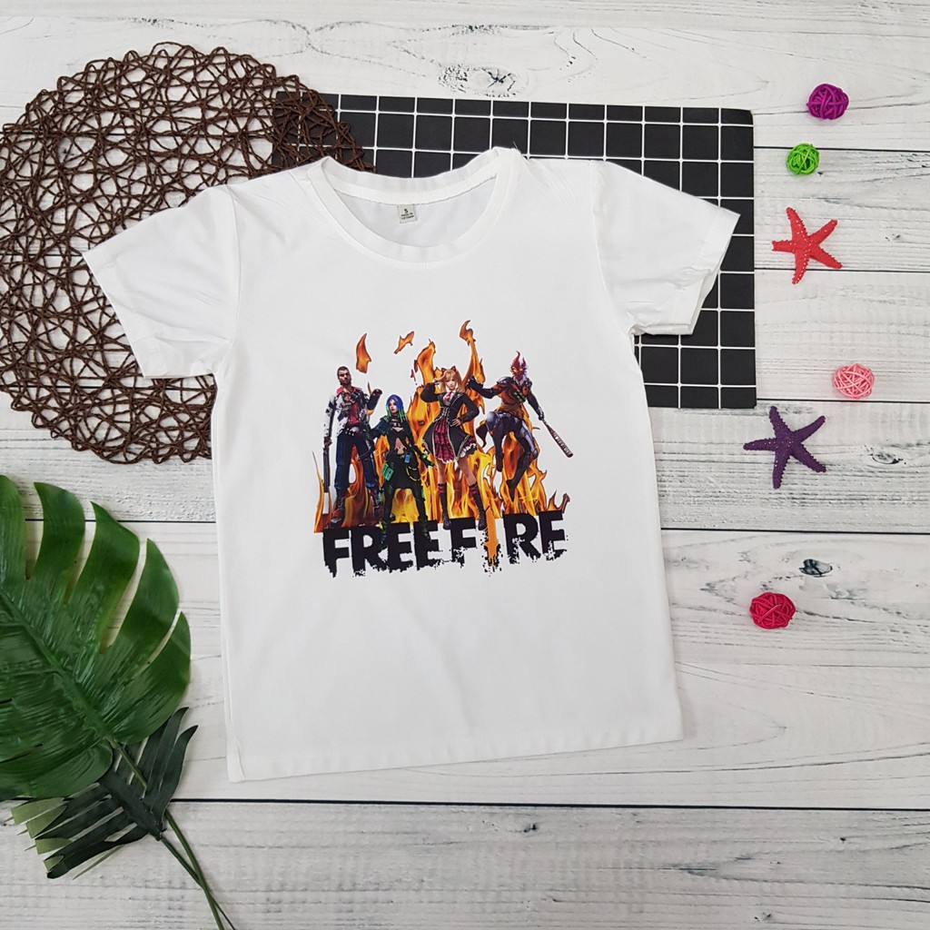 Áo thun cho bé in hình Free Fire Siêu Ngầu, Áo thun mềm mịn, thấm hút mồ hôi cho bé size đại từ 10 - 77kg