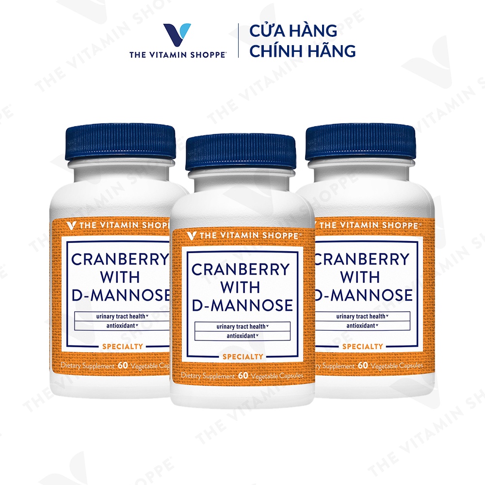Viên uống hỗ trợ đường tiết niệu The Vitamin Shoppe Cranberry With D-Mannose 60 viên