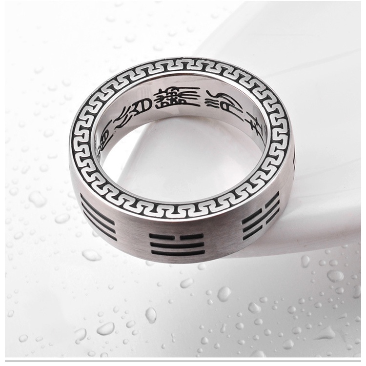 Nhẫn Thép Titan Khắc Hình Bát Quái Cho Nam qf051