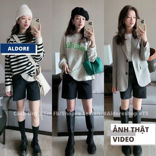 Quần short jean nữ bò ngố lửng ống rộng màu đen MST5