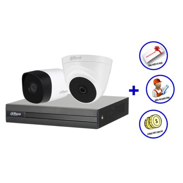 Trọn bộ 02 camera full HD cho Gia đình, cửa hàng, shop, xưởng sản xuất, công ty...