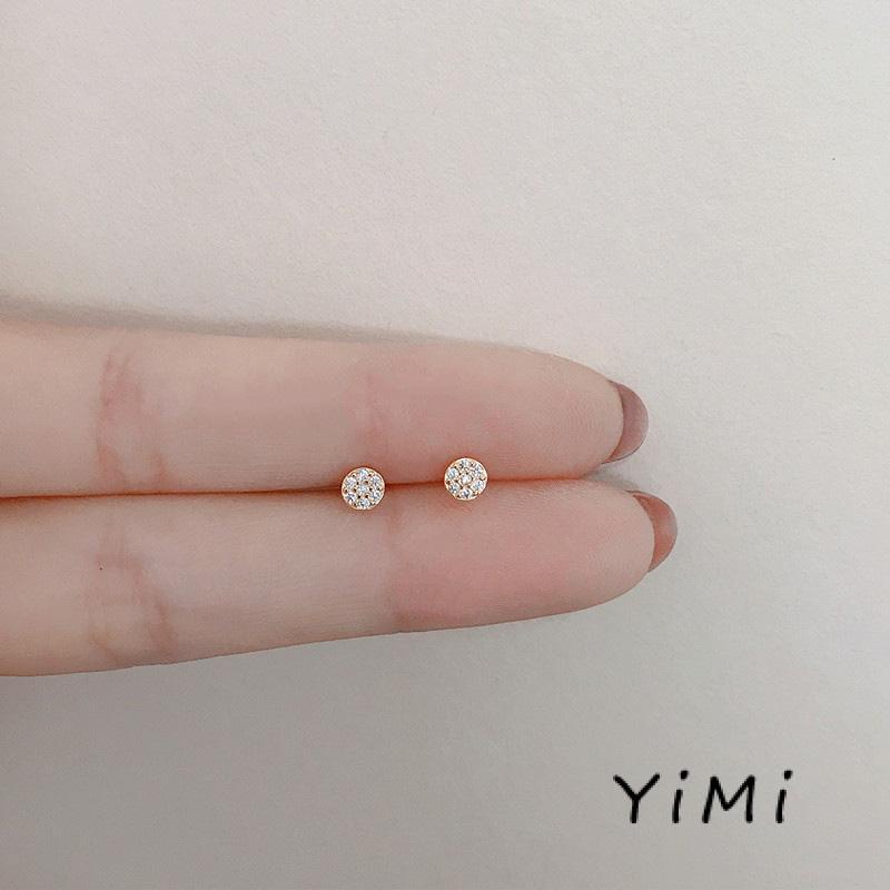 Khuyên tai bạc nữ nụ đá tròn Bông tai bạc 925 nam nhiều size