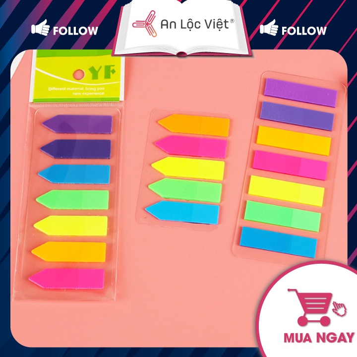 Set 3 tập Giấy Ghi Chú, Giấy Note 5 Màu Nhựa Kami A630 sử dụng trong văn phòng