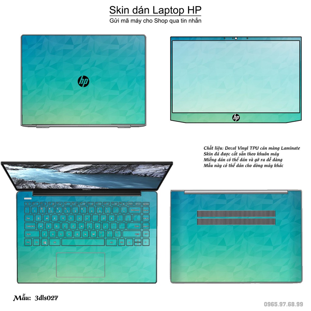 Skin dán Laptop HP in hình 3D Image (inbox mã máy cho Shop)