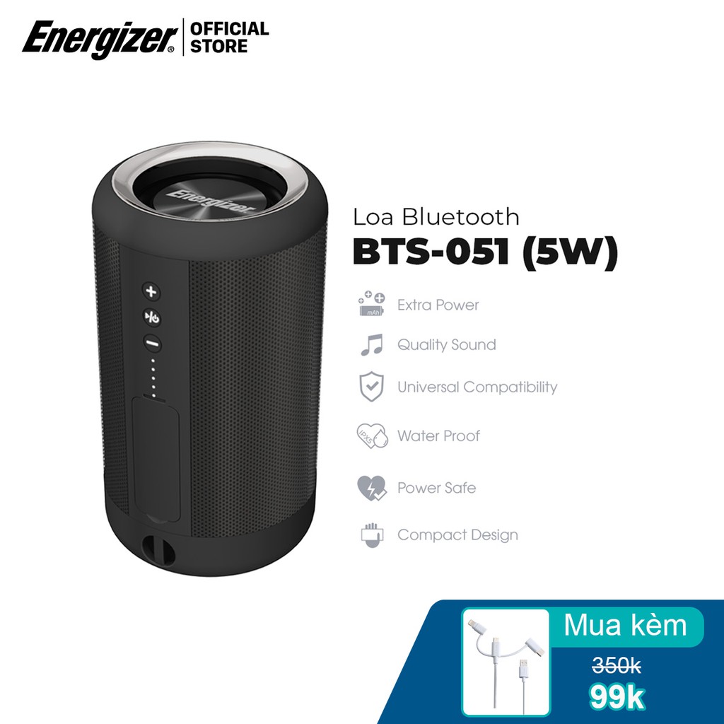 [Mã 2404EL10K giảm 10K đơn 20K] Loa Bluetooth Energizer BTS-051