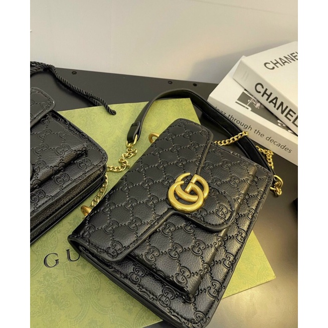 Túi đeo chéo dập vân G C 3 ngăn size 20