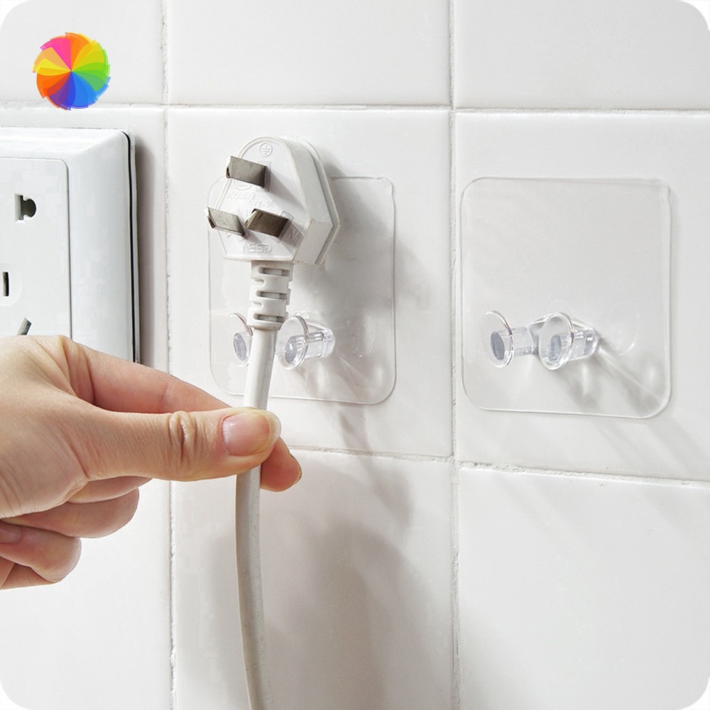 Móc treo ổ cắm dán tường thiết kế trong suốt tiện dụng