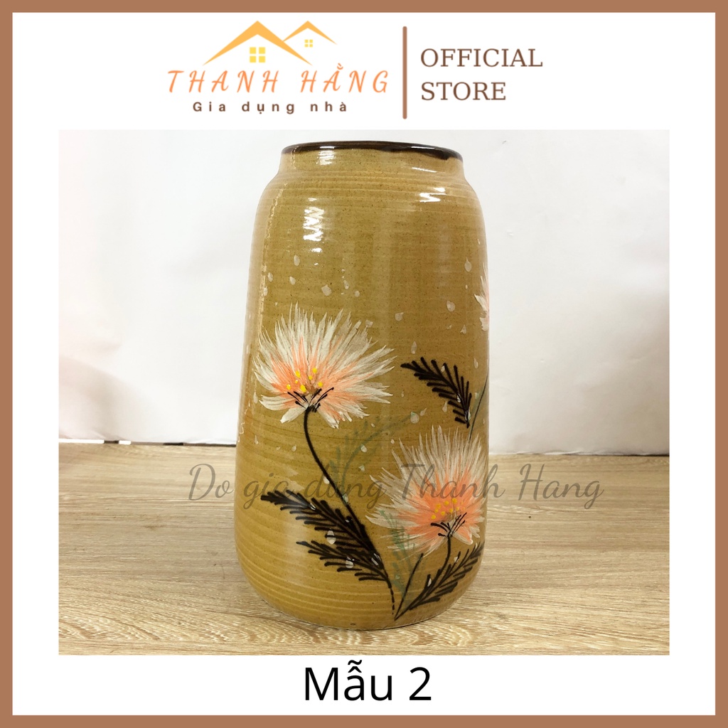 Bình hoa trụ sen trơn cắm hoa Bát Tràng đẹp sang trọng freeship