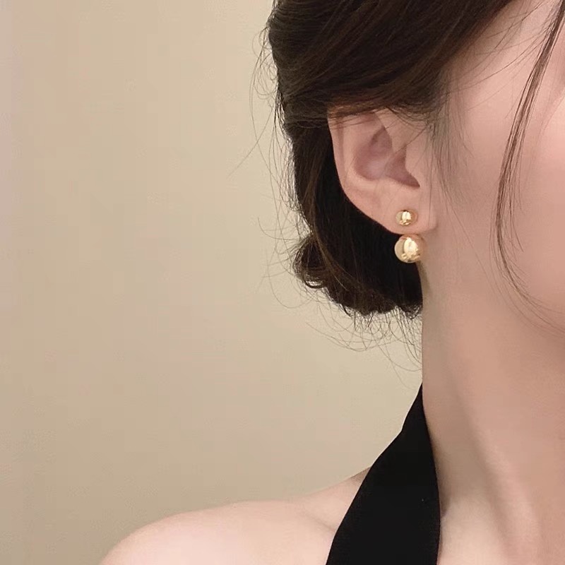 Khuyên tai 2 bi tròn cá tính phong cách HQ
