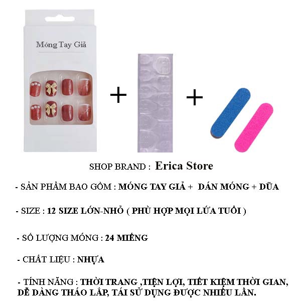 Móng tay giả kèm keo dán nailbox  dễ thương