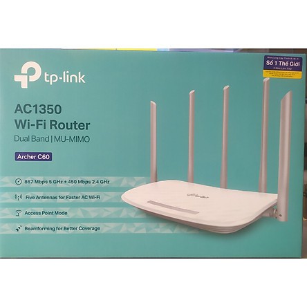 [CHÍNH HÃNG] Bộ phát Wi-Fi TP-Link Archer C60 AC1350 - wifi 5 râu chuẩn AC mới nhất cho thiết bị ko dây