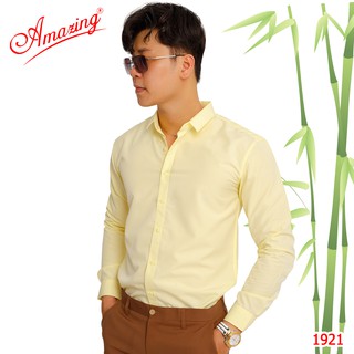 Áo sơ mi nam, phong cách Hàn Quốc, chuẩn form body slim fit, không túi, vải Bamboo, Amazing