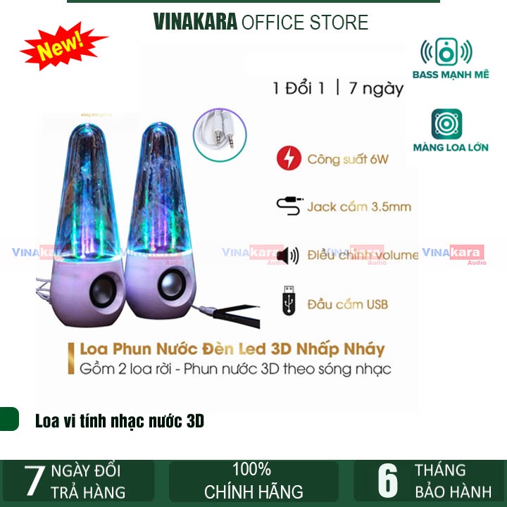 Loa vi tính nhạc nước 3D theo điệu nhạc mẫu tròn (bộ 2 loa), sang trọng, âm thanh trong trẻo