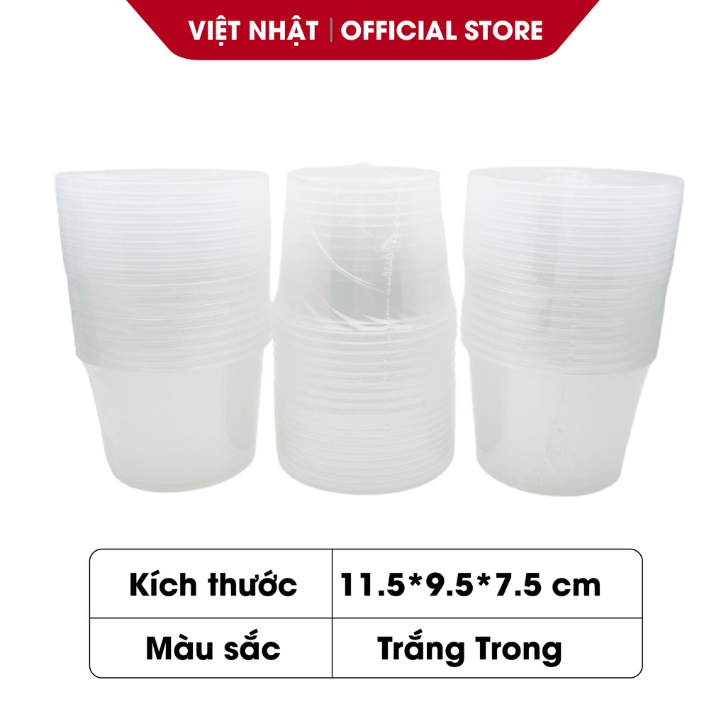 [QUÀ TẶNG]10 Hộp Tròn Trữ Đông Có Nắp, Chia Thức Ăn Tiện Dụng Bảo Quản Ngăn Đá Làm Caramen Bánh Flan - Việt Nhật Plastic