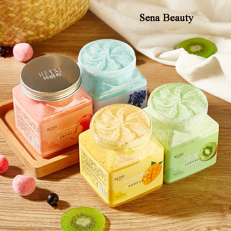 Muối tắm tẩy da chết hoa quả Heyxi Bath Salt Scrub 350g Sena Beauty