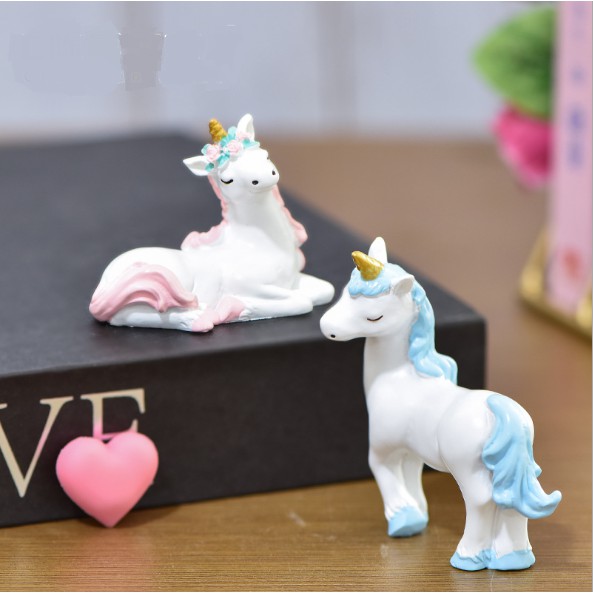 Mô hình ngựa kỳ lân Unicorn trang trí bánh sinh nhật, nhà búp bê, DIY