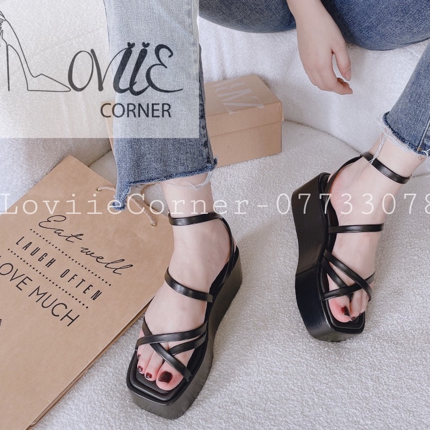 SANDAL NỮ LOVIIECORNER - XUỒNG QUAI MẢNH ĐẾ BẰNG  - GIÀY SANDAL XỎ NGÓN 7 PHÂN  - BÁNH MÌ NỮ DÂY CHÉO -   S220909