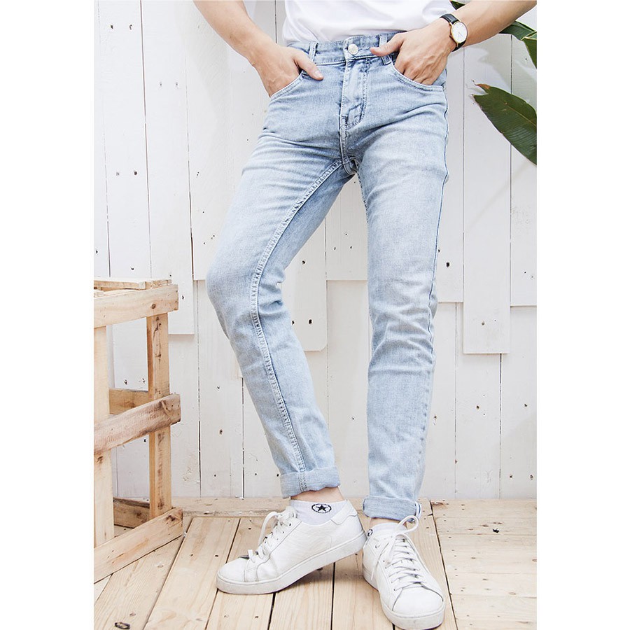 Quần Bò Xám Hàn Quốc Quần Jeans Nam Quần Nam Dáng Ôm Ống Côn Thời Trang