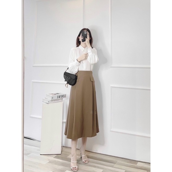 áo sơ mi lụa trắng dài tay công sở cổ đức from suông dễ mặc, chất liệu lụa mềm mịn không nhăn nhàu mặc đi làm đi chơiA17