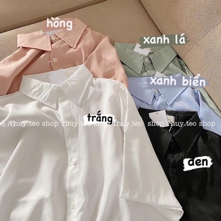 [Hàng sẵn] ÁO SƠ MI CỘC TAY CÀI CÚC LỆCH CHẤT LỤA MỀM