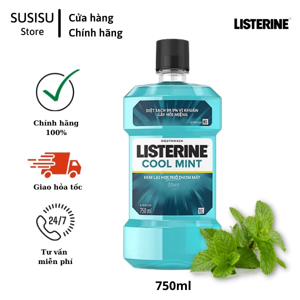 Nước súc miệng Listerine 750ml Nước súc miệng Listerine bạc hà