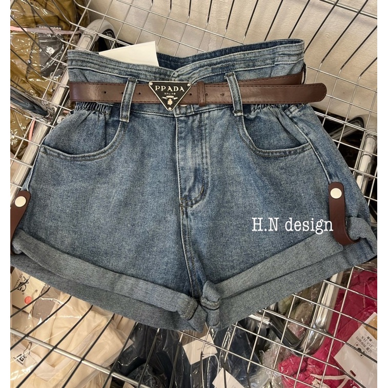 Quần sooc jean p da ra kèm đai siêu hot loai 1