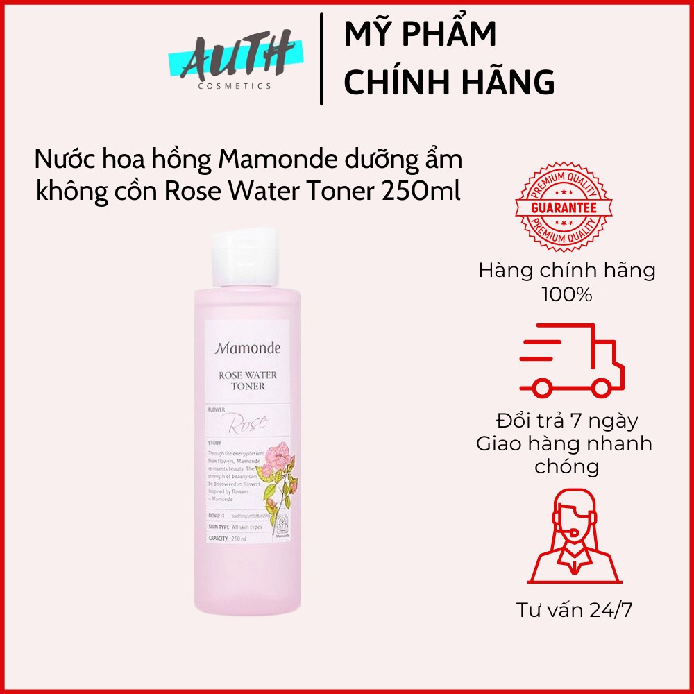 Nước hoa hồng Mamonde dưỡng ẩm không cồn Rose Water Toner 250ml Auth Hàn Quốc