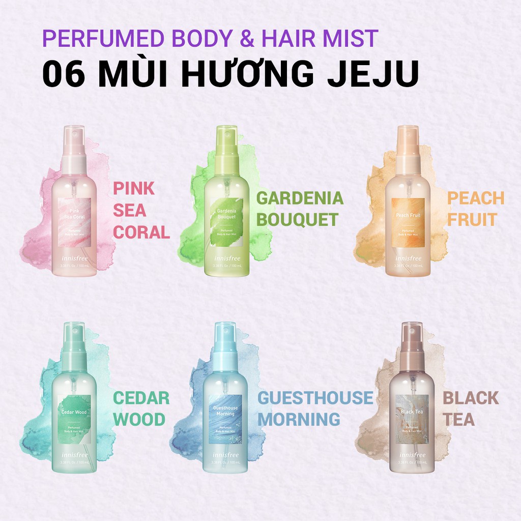 [Mã COSIF05 giảm 10% đơn 400K] Xịt thơm toàn thân innisfree Perfumed Body &amp; Hair Mist 100ml