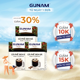 Combo 3 hộp cà phê hòa tan GUNAM đen đá cà phê (hộp 10 gói x 16g)