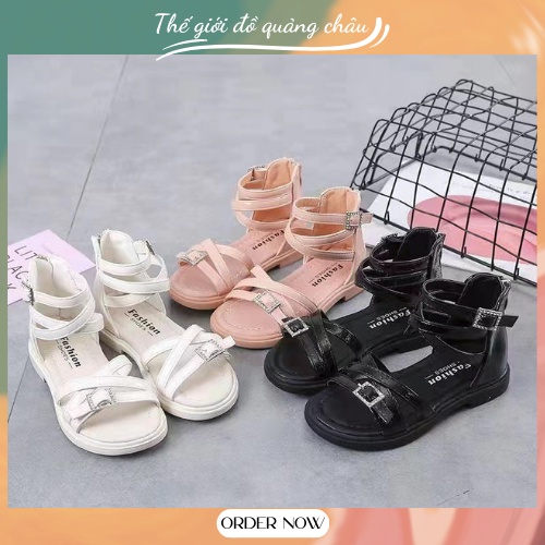 Dép Sandal Cao Cổ Dành Cho Bé Gái Quai Vạt Chéo Siêu Xinh - Hàng Quảng Châu Cao Cấp (2209)
