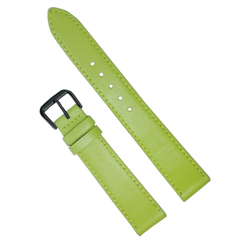 {Xanh Chuối/ Nâu Sáng} Dây da đồng hồ nam nữ DA BÒ THẬT 2 LỚP MỎNG, SIÊU DẺO BO-03 KHÓA CÀI size 12 - 14-16-18 - 20mm