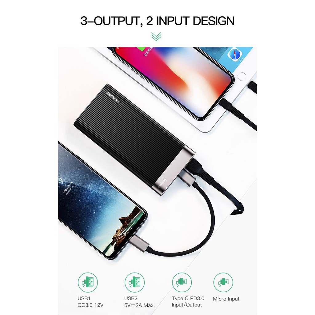 Pin sạc dự phòng Baseus Parallel PD Power Bank 20,000mAh