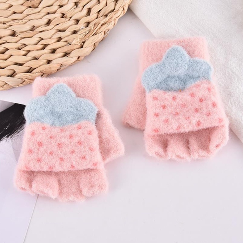 Găng Tay Hở Ngón Mềm Mại Giữ Ấm Mùa Đông Cho Bé