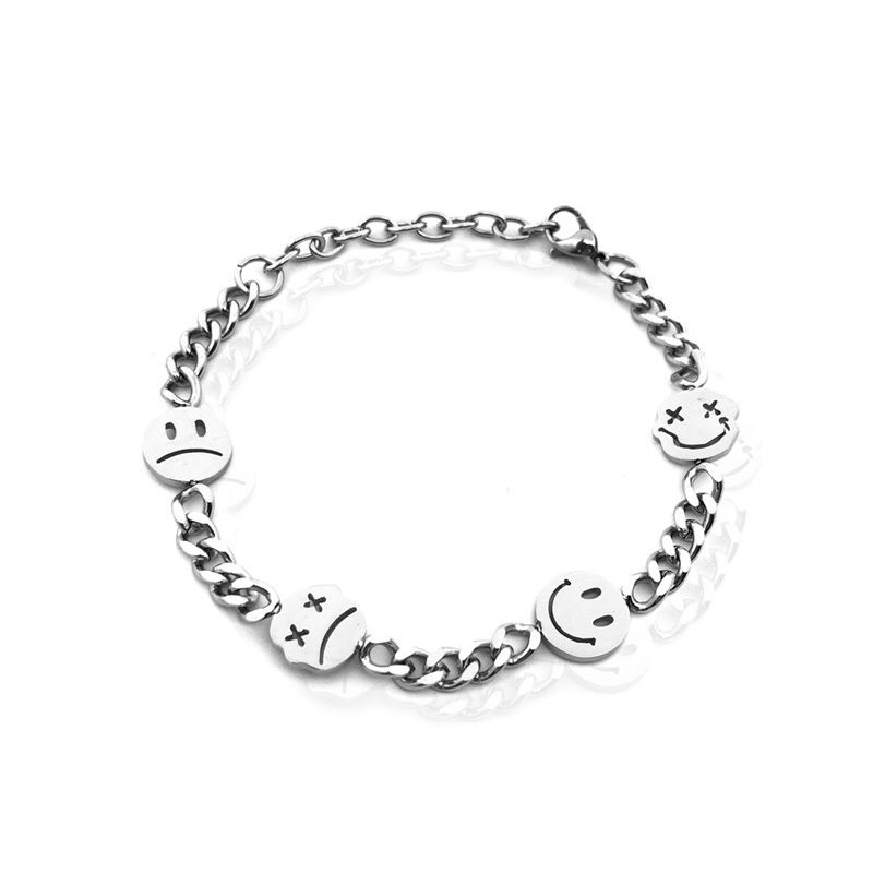 Vòng Tay Bằng Thép Titan Hình Mặt Cười Đơn Giản Cá Tính