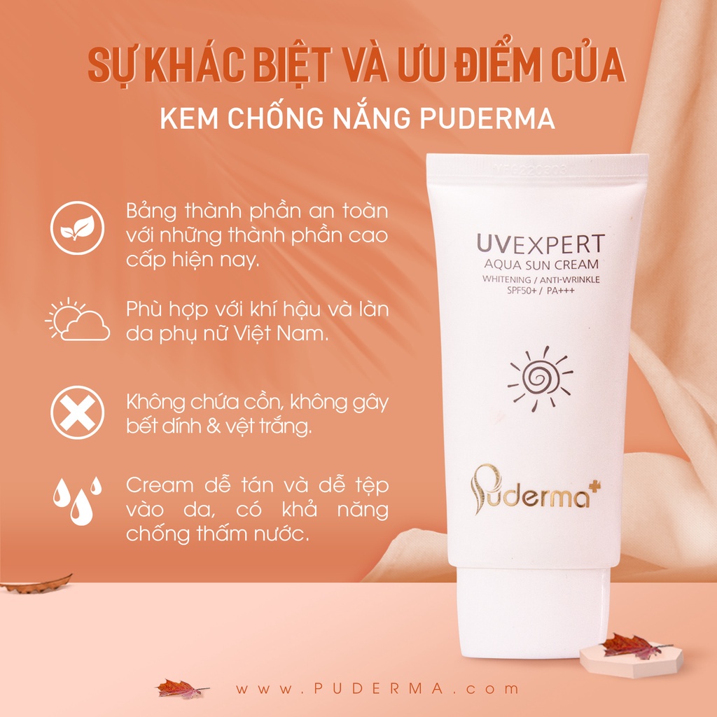 Kem Chống Nắng Hàn Quốc Puderma Spf50 Dưỡng Ẩm Trắng Da, Bảo Vệ Da Trước Tác Hại Của Các Tia Uv Từ Ánh Nắng Mặt Trời