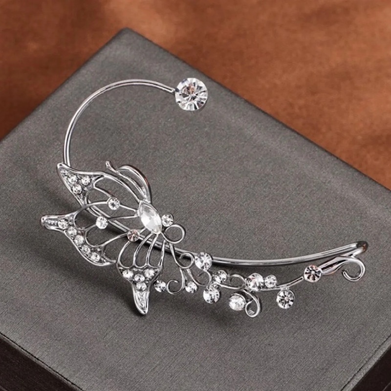 1 Khuyên Tai Móc Hình Bướm Rỗng Nhẹ Đính Kim Cương Đa Năng Cao Cấp Thời Trang Làm Quà Sinh Nhật Bạn Bè