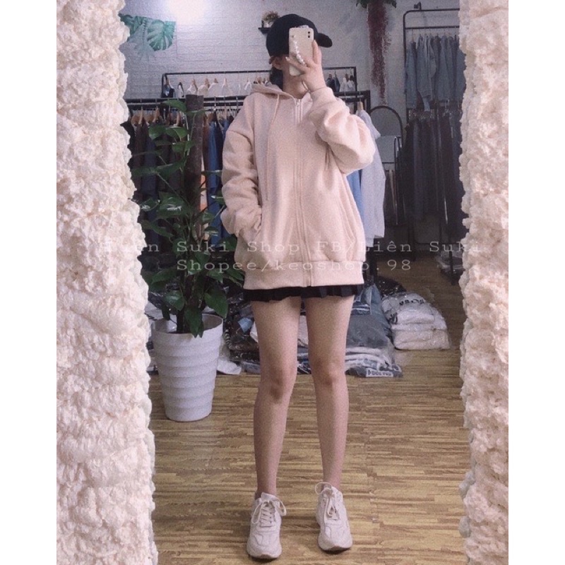 Áo khoác nỉ mũ khoá trơn nhiều màu