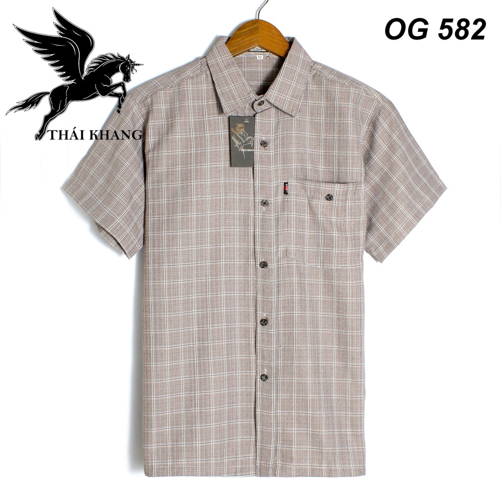 Áo sơ mi nam ngắn tay trung niên vải đũi SIÊU MÁT form rộng rãi thoải mái loại sơ mi nam caro cho người lớn tuổi ASDOG58 | BigBuy360 - bigbuy360.vn