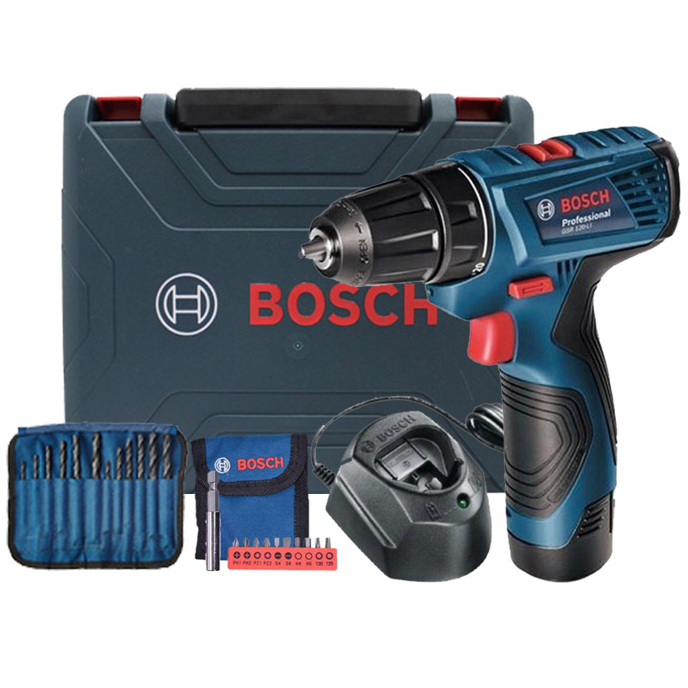 Máy khoan vặn vít dùng pin 12V Bosch GSR 120-LI GEN II + PHỤ KIỆN