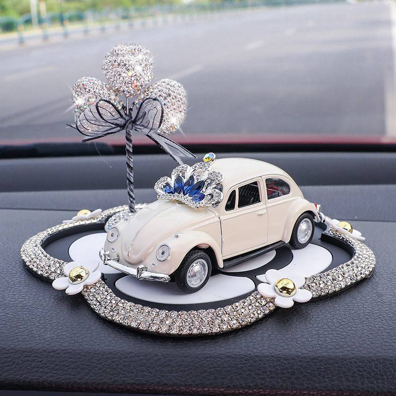 Set mô hình xe hơi beetle và lọ bong bóng đính đá sang trọng trang trí bảng điều khiển