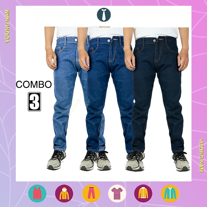 Combo 3 quần jean nam ống suông trơn đẹp trung niên chất bò big size VN28L