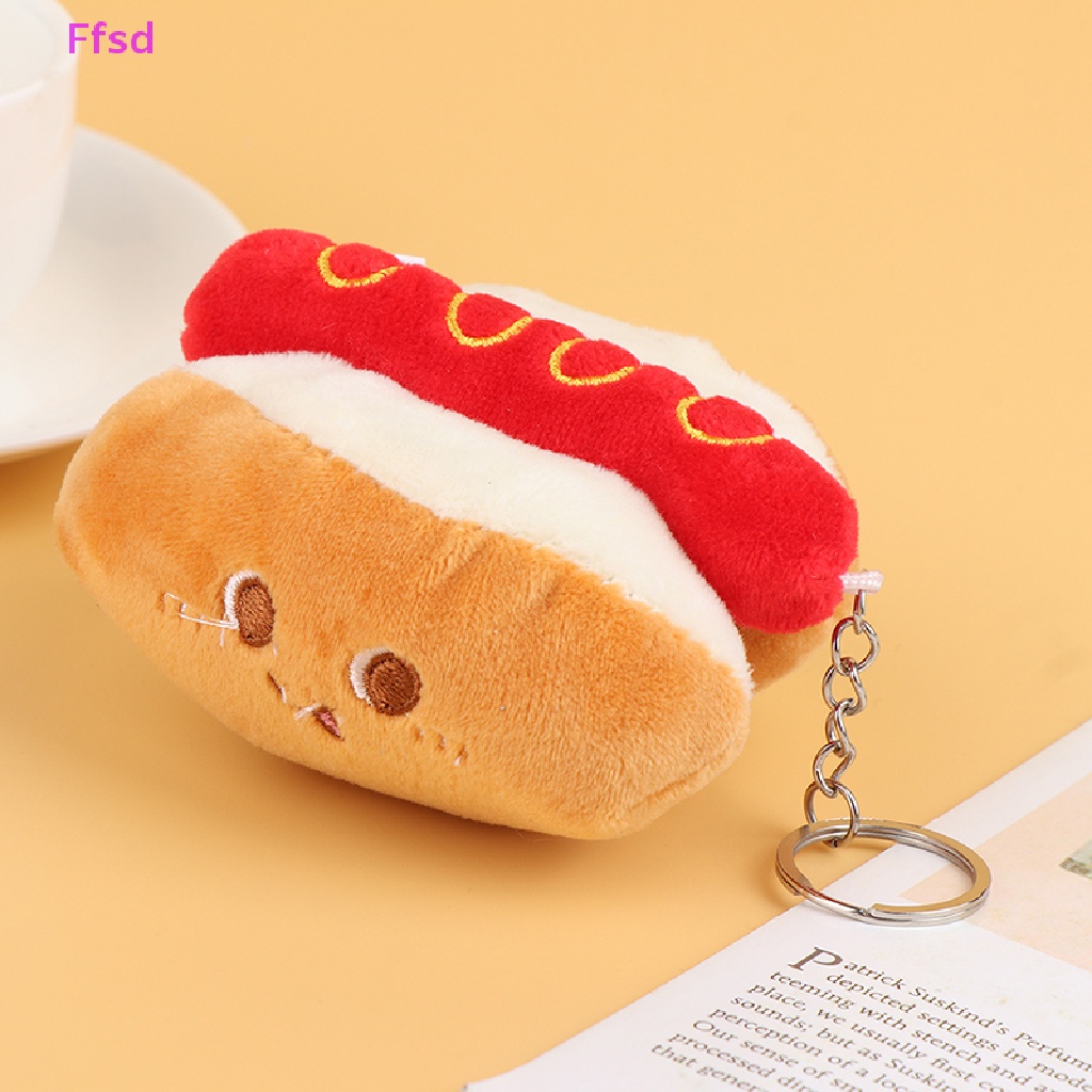 1 Móc Khóa Đồ Chơi Nhồi Bông Hình Hamburger Hot Dog
